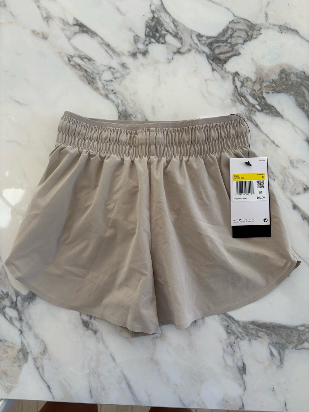 Nike Kids Neutral Taupe Elastic-Waist Athletic Shorts